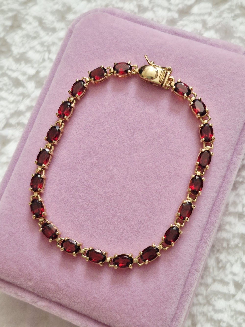 18k Gold Vermeil Garnet Tennis Bracelet